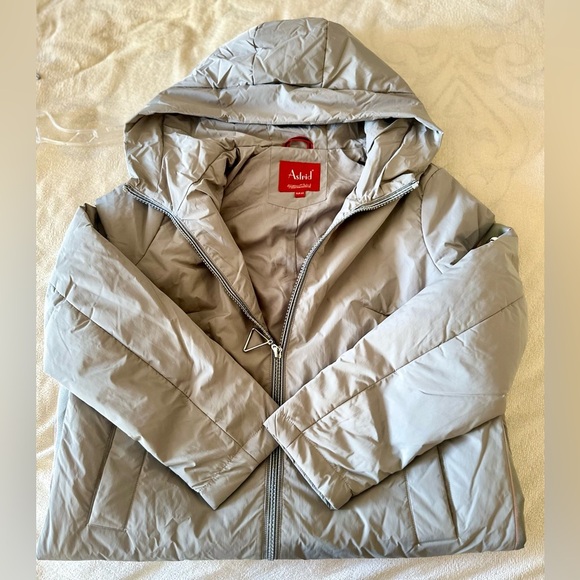 ✨ Astrid Light Gray Hooded Jacket – Modern Elegance & Cozy Luxury (L) - Picture 2 of 7